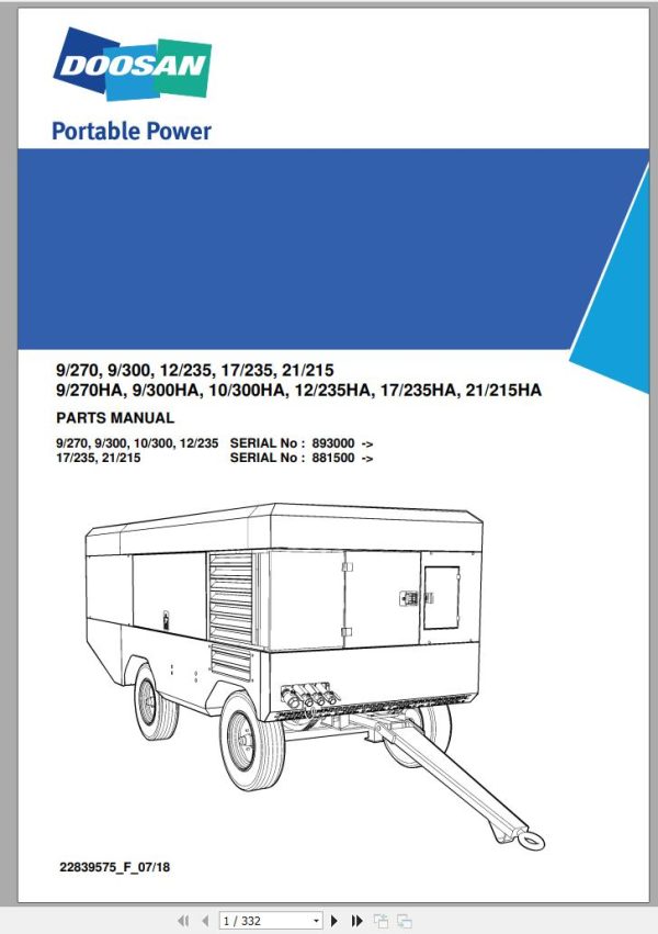 Ingersoll Rand Portable Compressor 10 300 Parts Manual 2018 1