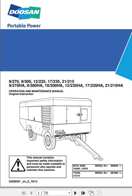 Ingersoll Rand Portable Compressor 12 235 Operation and Maintenance Manual 2015
