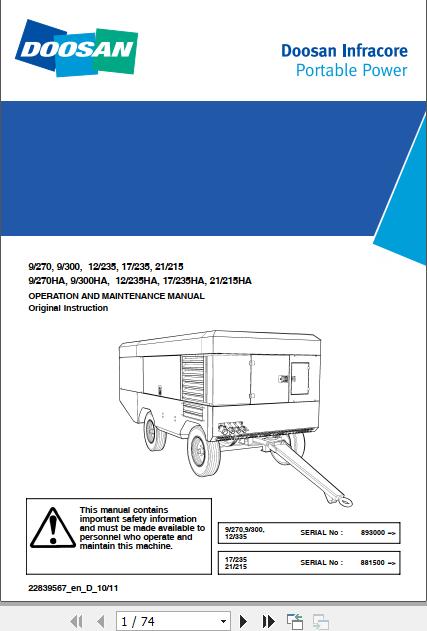 Ingersoll Rand Portable Compressor 12 235 Operation and Maintenance Manual 2015 1