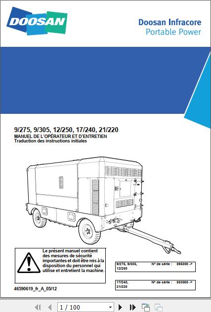 Ingersoll Rand Portable Compressor 12 240 Operation and Maintenance Manual 2014 1