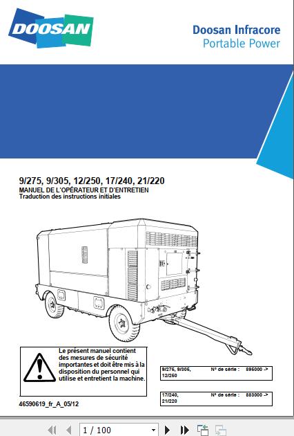 Ingersoll Rand Portable Compressor 12 250 Operation and Maintenance Manual 2014 1