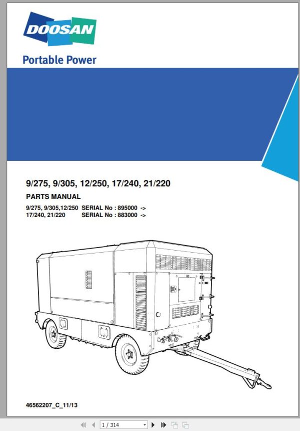 Ingersoll Rand Portable Compressor 12 250 Parts Manual 2013 1
