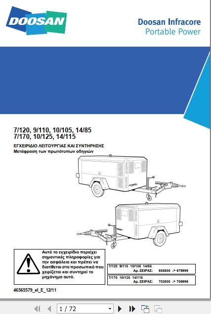 Ingersoll Rand Portable Compressor 14 115 Operation and Maintenance Manual 2012