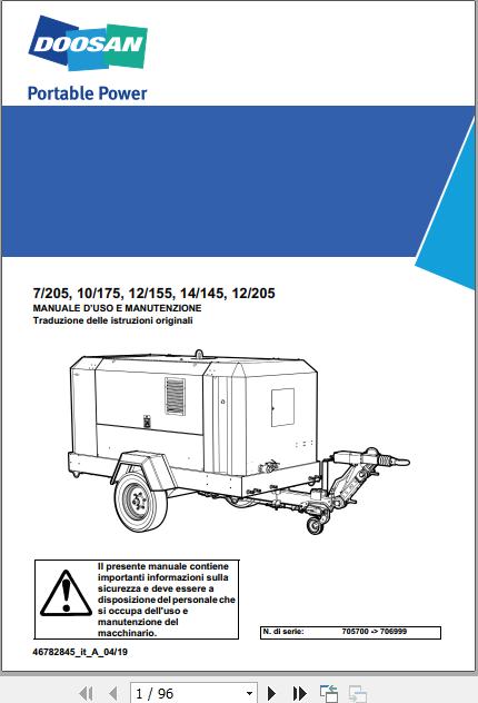 Ingersoll Rand Portable Compressor 14 145 Operation and Maintenance Manual 2019 1