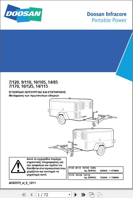 Ingersoll Rand Portable Compressor 14 85 Operation and Maintenance Manual 2012