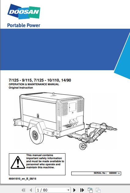 Ingersoll Rand Portable Compressor 14 90 Operation and Maintenance Manual 2016