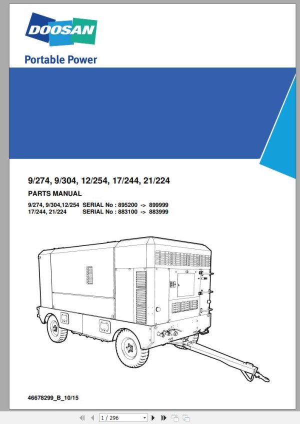 Ingersoll Rand Portable Compressor 21 244 Parts Manual 2018