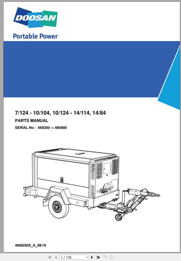 Ingersoll Rand Portable Compressor 7 124 Parts Manual 2018