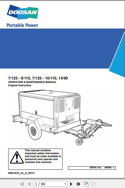 Ingersoll Rand Portable Compressor 7 125 Operation and Maintenance Manual 2016