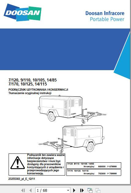 Ingersoll Rand Portable Compressor 7 170 Operation and Maintenance Manual 2012