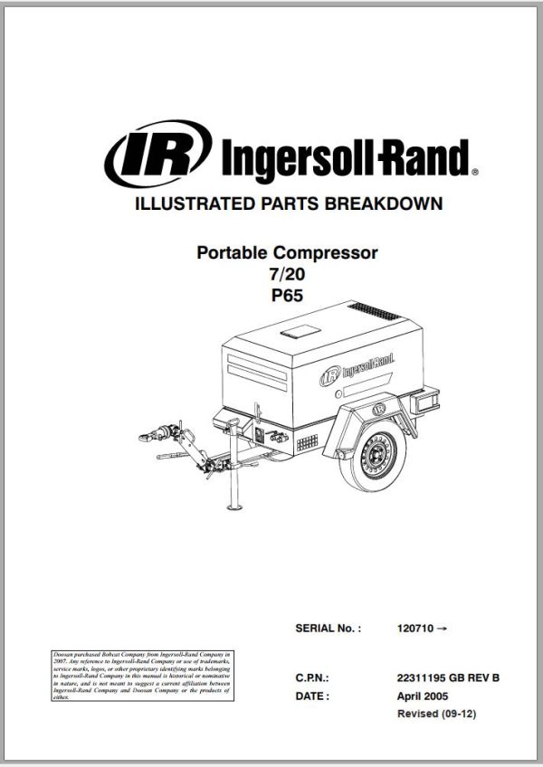 Ingersoll Rand Portable Compressor 7 20 Parts Manual 2018