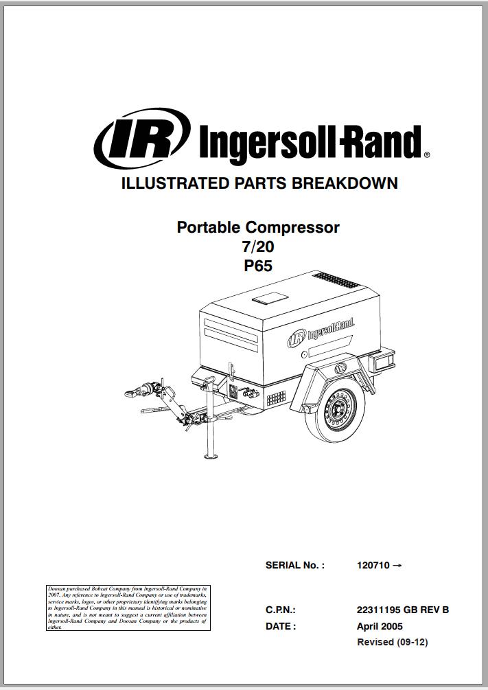 Ingersoll Rand Portable Compressor 7 20 Parts Manual 2018