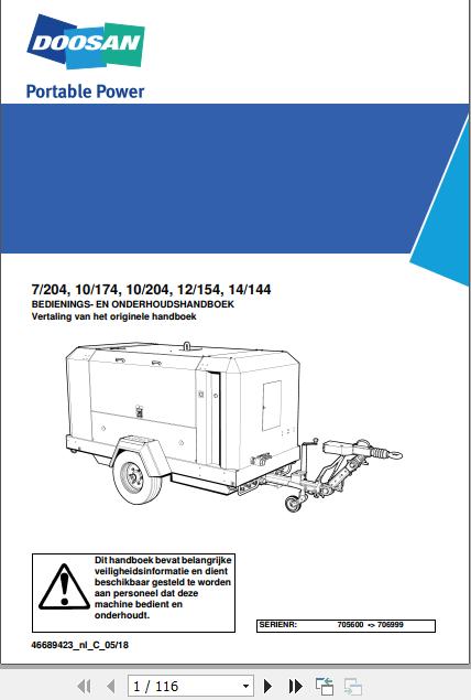 Ingersoll Rand Portable Compressor 7 204 Operation and Maintenance Manual 2018 1