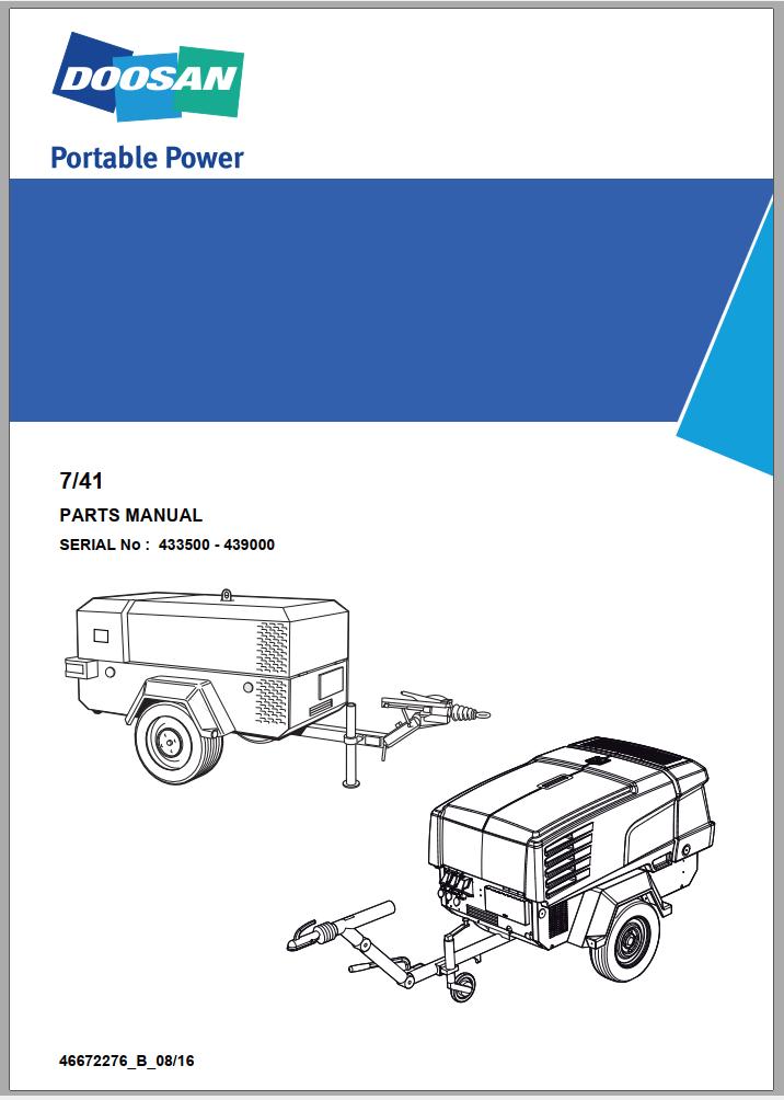 Ingersoll Rand Portable Compressor 7 31 7 41 Parts Manual 2018