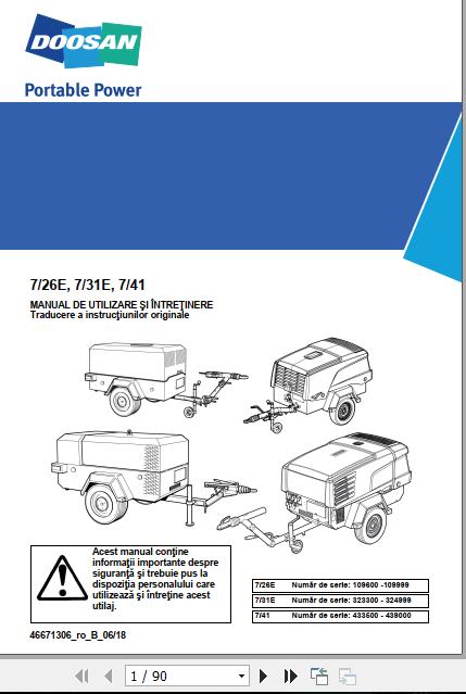 Ingersoll Rand Portable Compressor 7 41 Operation and Maintenance Manual 2018 1