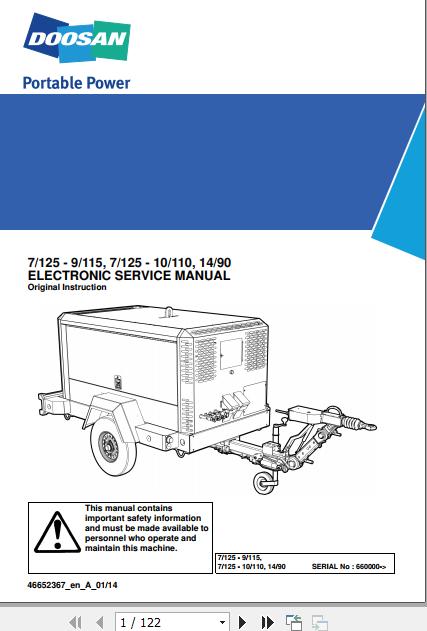 Ingersoll Rand Portable Compressor 9 115 Electronic Service Manual 2014 1
