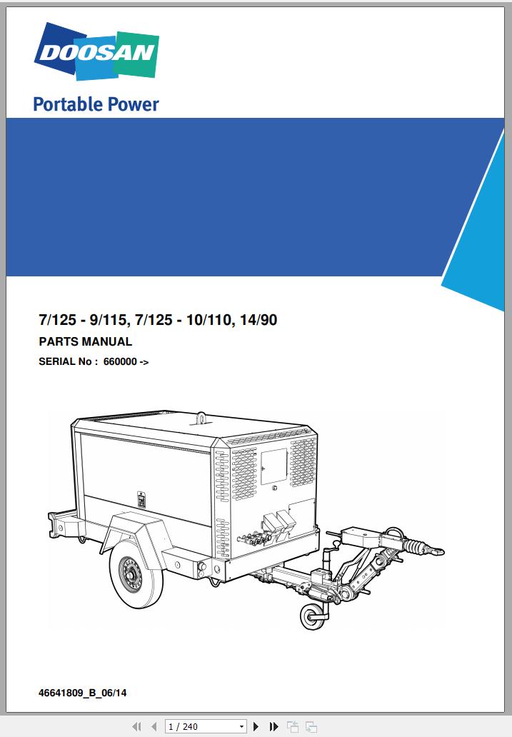 Ingersoll Rand Portable Compressor 9 115 Parts Manual 2016