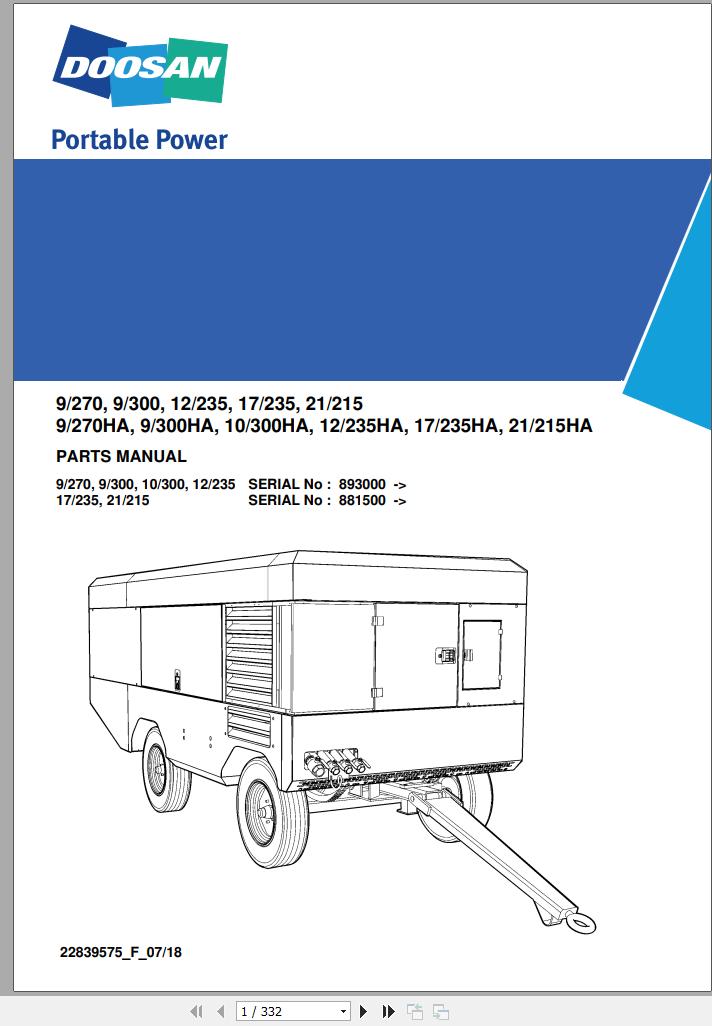 Ingersoll Rand Portable Compressor 9 270 Parts Manual 2018 1