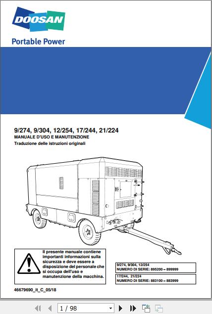 Ingersoll Rand Portable Compressor 9 274 Operation and Maintenance Manual 2018 1