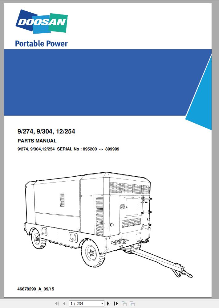 Ingersoll Rand Portable Compressor 9 274 Parts Manual 2018