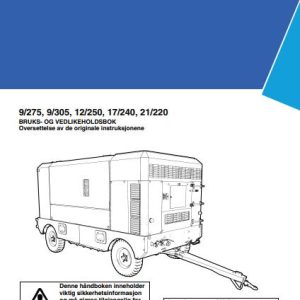Ingersoll Rand Portable Compressor 9 275 Operation and Maintenance Manual 2014
