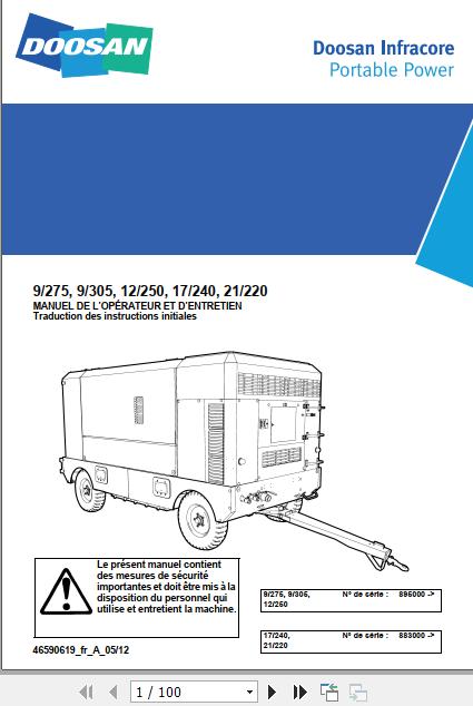 Ingersoll Rand Portable Compressor 9 275 Operation and Maintenance Manual 2014 1
