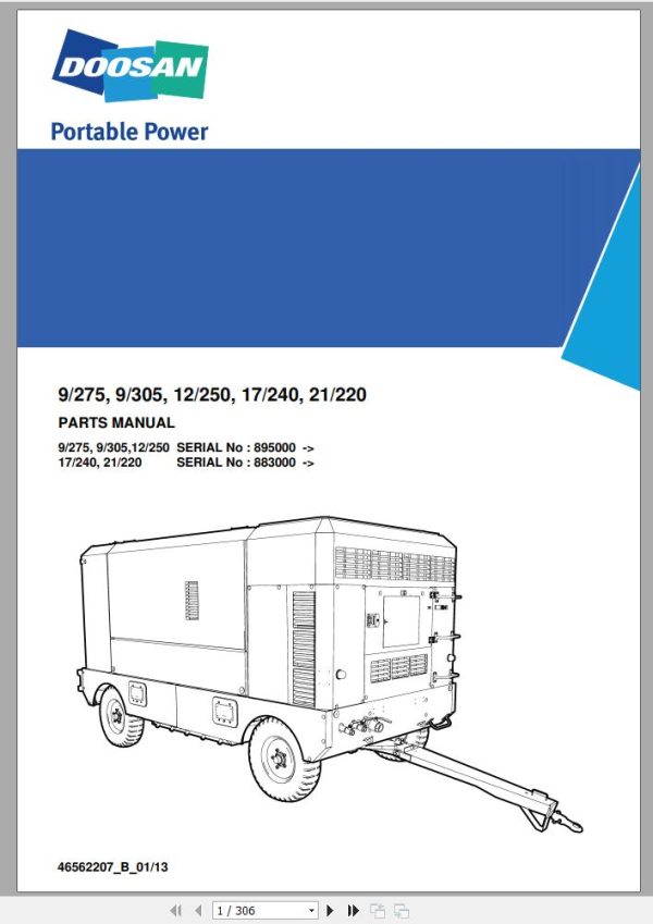Ingersoll Rand Portable Compressor 9 275 Parts Manual 2013