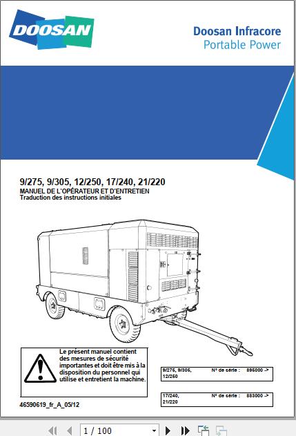 Ingersoll Rand Portable Compressor 9 305 Operation and Maintenance Manual 2014 1