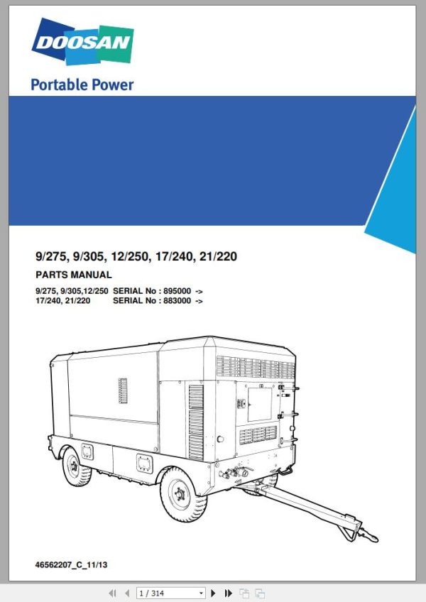 Ingersoll Rand Portable Compressor 9 305 Parts Manual 2013