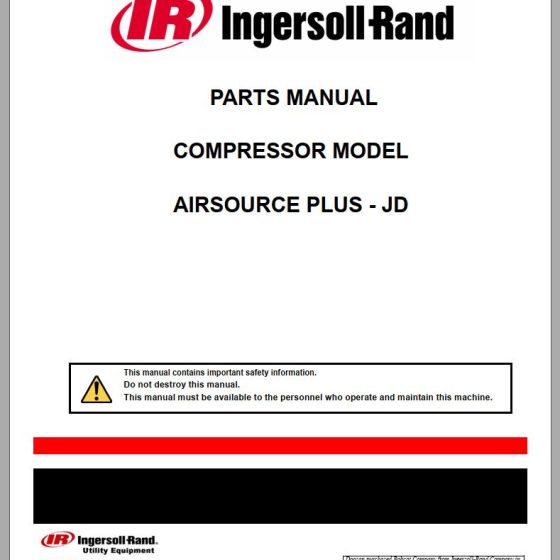 Ingersoll Rand Portable Compressor C185 Parts Manual 2015