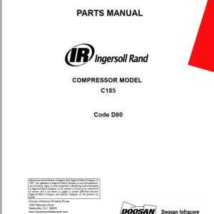 Ingersoll Rand Portable Compressor C185 Parts Manual 2015