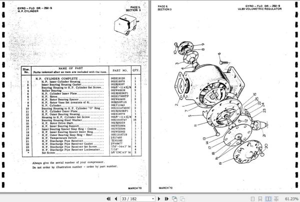 Ingersoll Rand Portable Compressor DR365 Gyro Flo Instructions and Parts List 2012 2