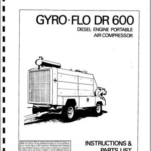 Ingersoll Rand Portable Compressor DR600 Gyro Flo Instructions and Parts List 2012