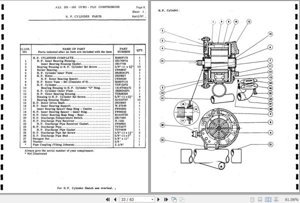 Ingersoll Rand Portable Compressor DRR365 Gyro Flo Instructions and Parts List 2012 2