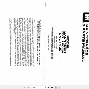 Ingersoll Rand Portable Compressor DXL1100 Gyro Flo Instructions and Parts List 2012