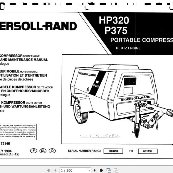 Ingersoll Rand Portable Compressor HP220 Operation and Maintenance Manual 2012