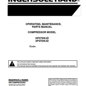 Ingersoll Rand Portable Compressor HP375 Operation and Maintenance Manual 2016