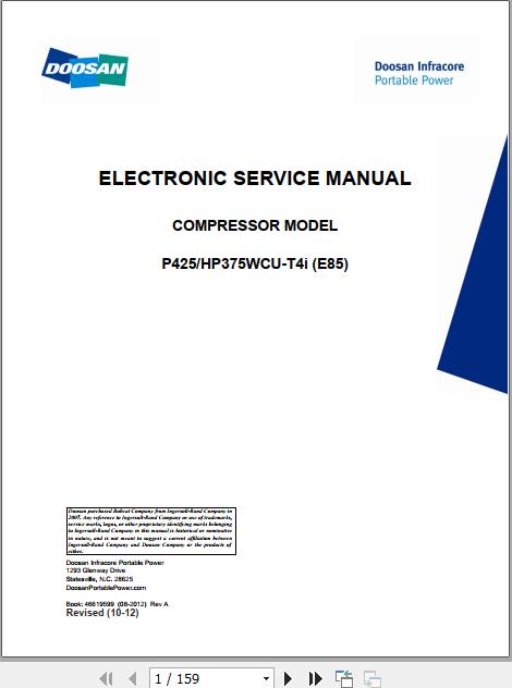 Ingersoll Rand Portable Compressor HP375 Operation and Maintenance Manual 2016 1