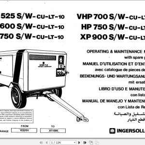 Ingersoll Rand Portable Compressor HP525 Operation and Maintenance Manual