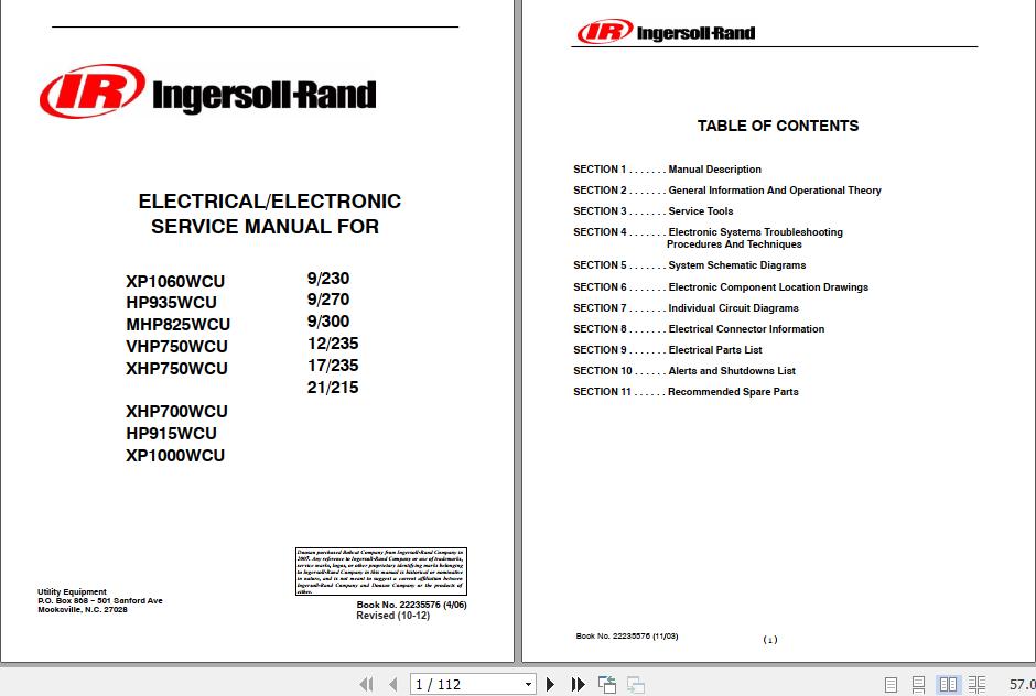 Ingersoll Rand Portable Compressor HP935 Operation and Maintenance Manual 2013
