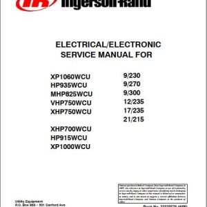 Ingersoll Rand Portable Compressor MHP825 Operation and Maintenance Manual 2012