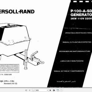 Ingersoll Rand Portable Compressor P100 Operating and Maintenance Manual 2012