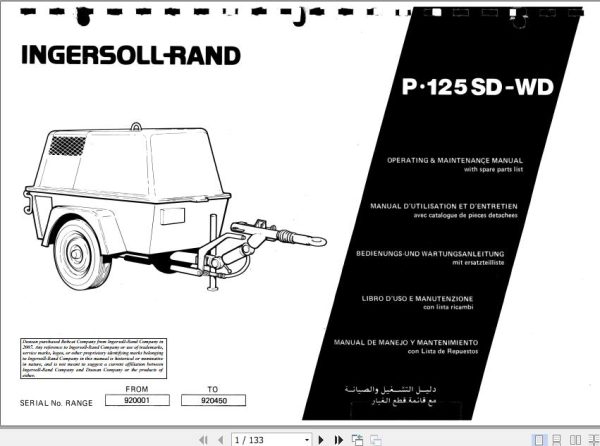 Ingersoll Rand Portable Compressor P125 Operating and Maintenance Manual 2012