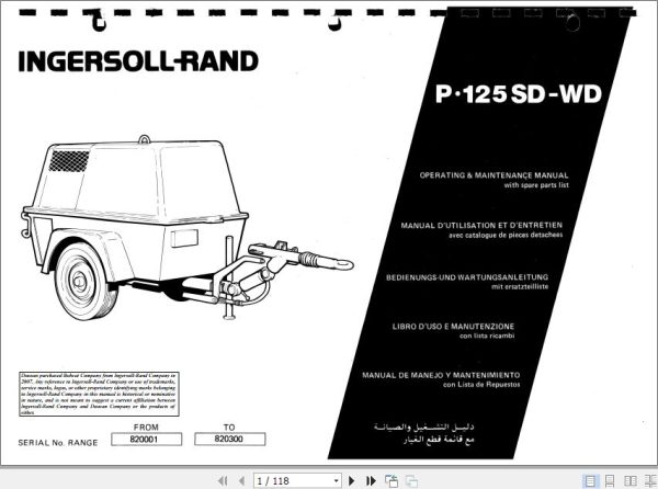 Ingersoll Rand Portable Compressor P125 Operating and Maintenance Manual 2012 1