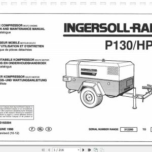 Ingersoll Rand Portable Compressor P130 Operation and Maintenance Manual 2012