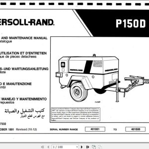 Ingersoll Rand Portable Compressor P150 Operation and Maintenance Manual 2012