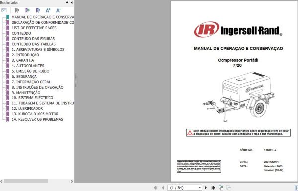 Ingersoll Rand Portable Compressor P65 Operation and Maintenance Manual 2015