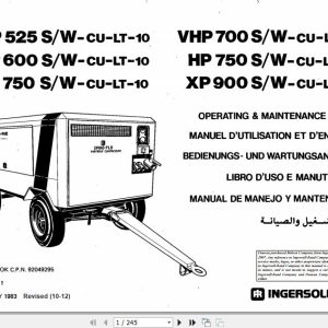 Ingersoll Rand Portable Compressor P750 Operating and Maintenance Manual 2012