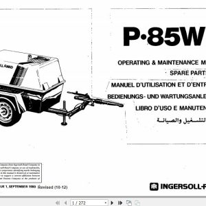 Ingersoll Rand Portable Compressor P85 Operating and Maintenance Manual 2012