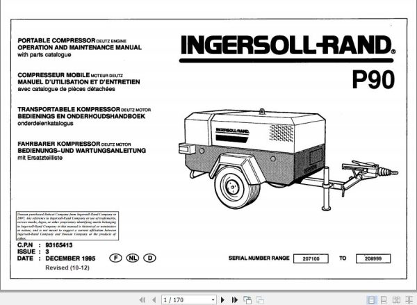 Ingersoll Rand Portable Compressor P90 Operation and Maintenance Manual 2012 1